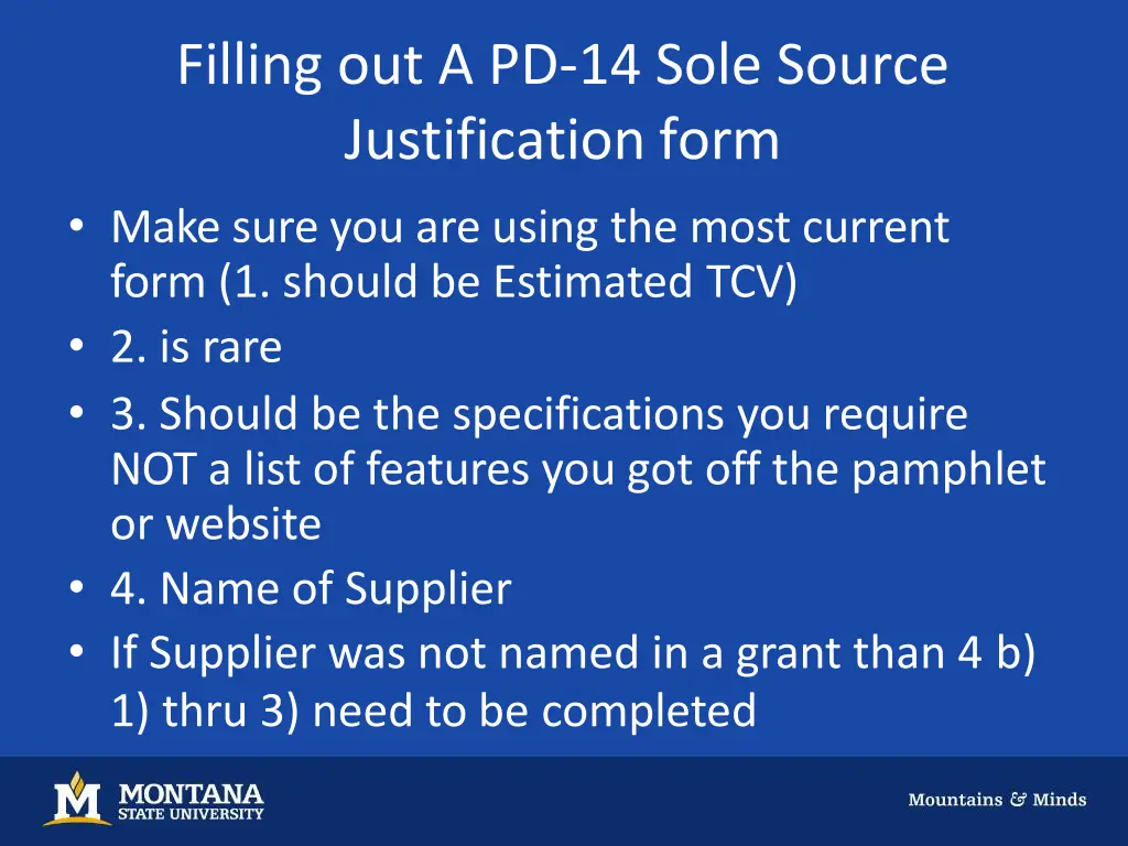 filling out a pd 14 sole source justification