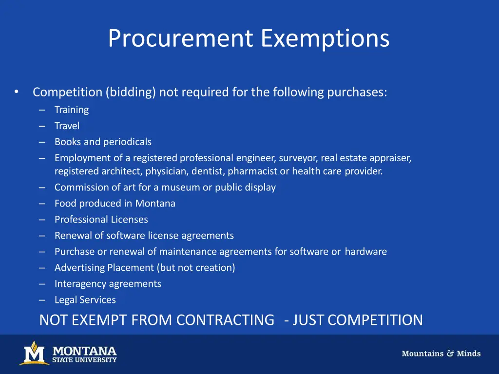 procurement exemptions