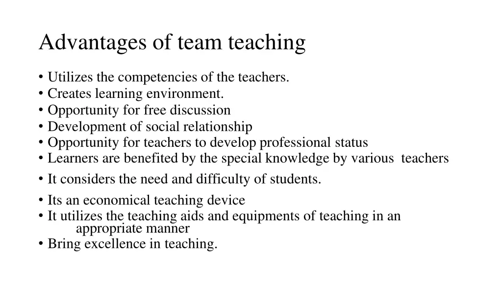 advantages of team teaching