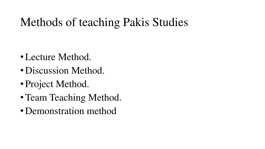 methods of teaching pakis studies