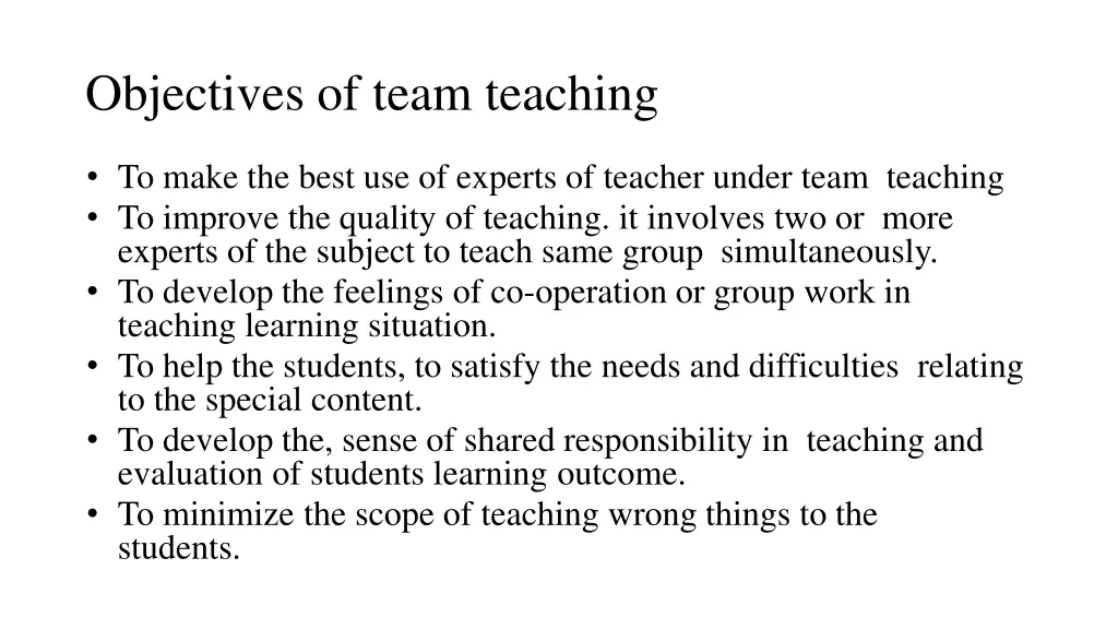 objectives of team teaching