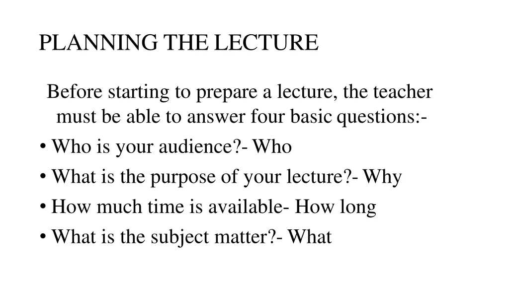 planning the lecture