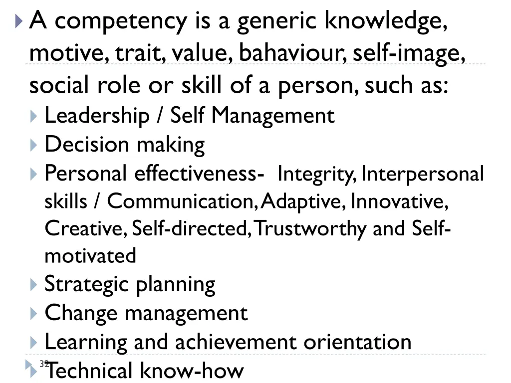 a competency is a generic knowledge motive trait