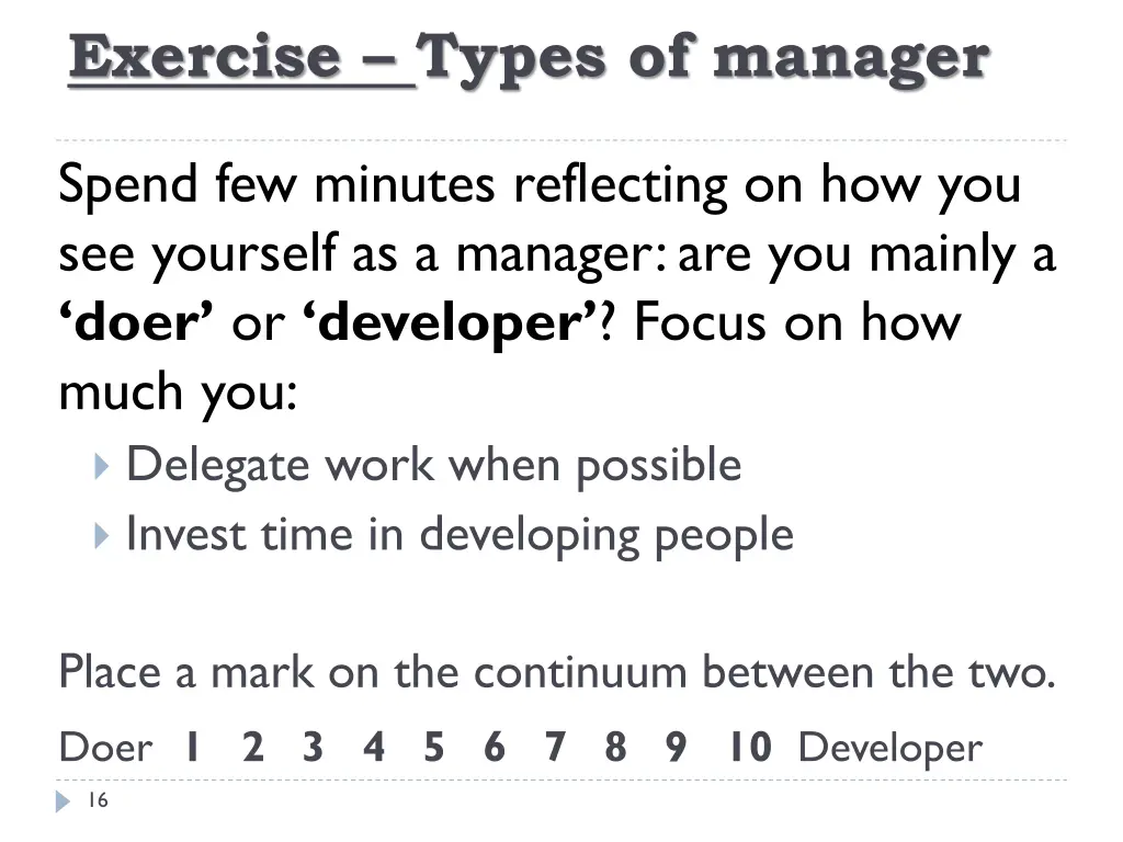 exercise types of manager