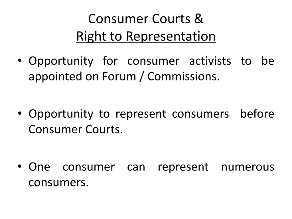 consumer courts right to representation