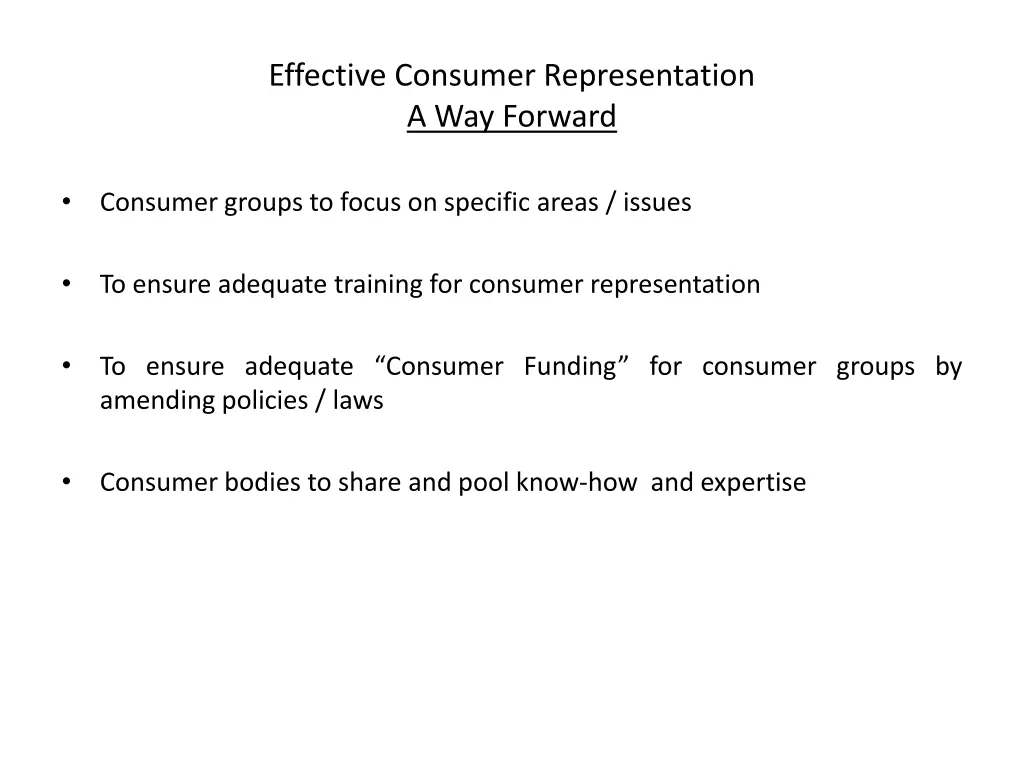 effective consumer representation a way forward