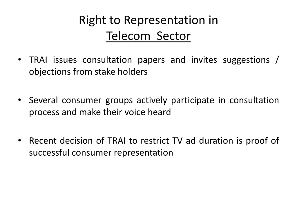 right to representation in telecom sector