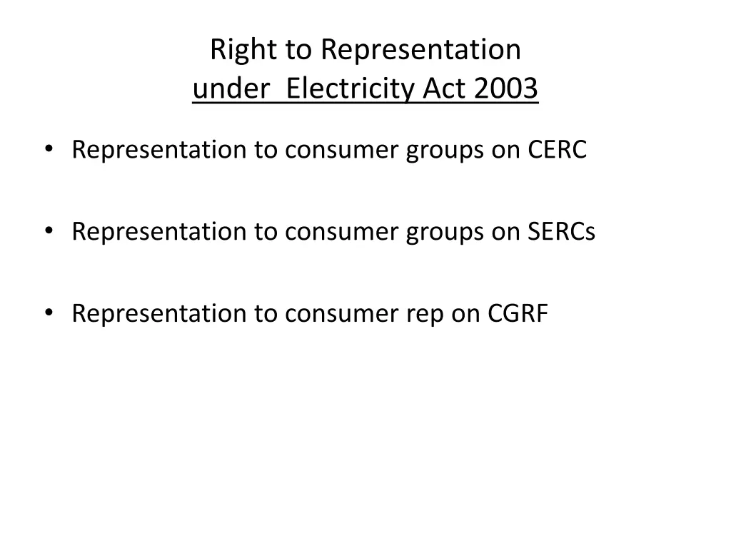 right to representation under electricity act 2003