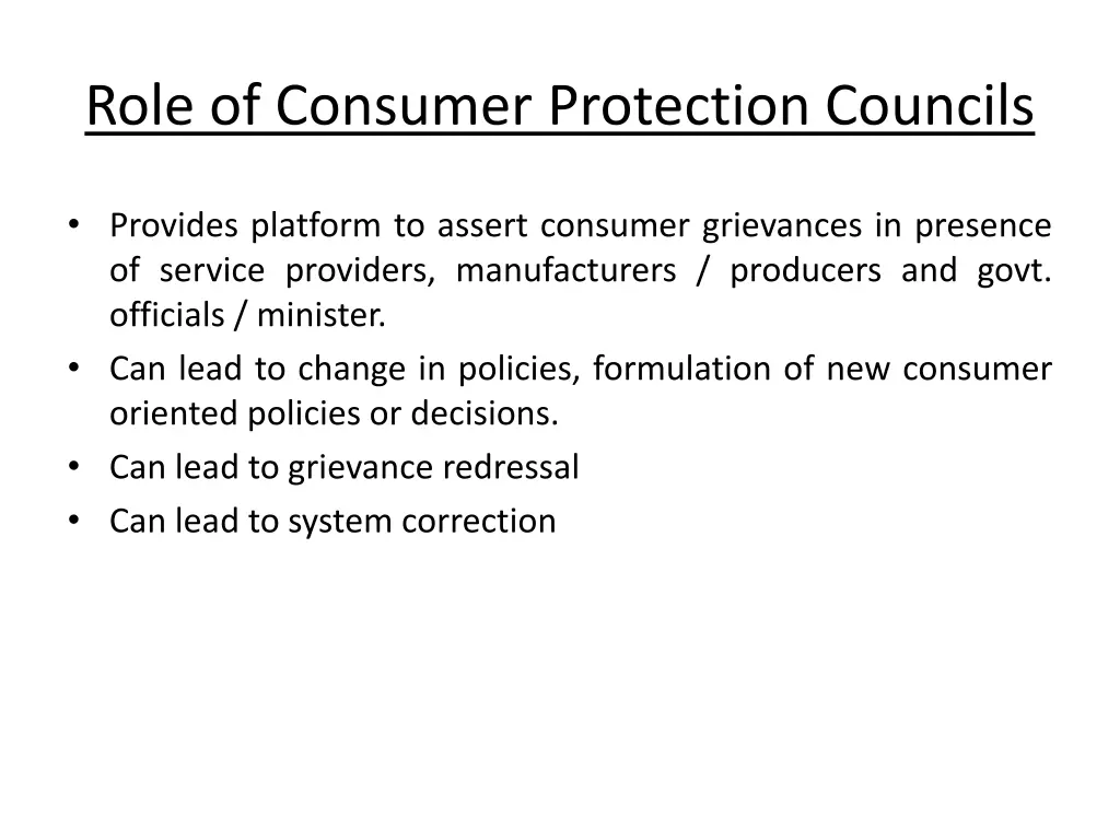 role of consumer protection councils