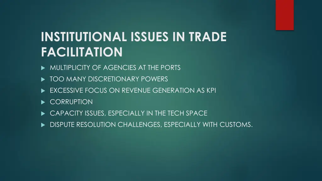 institutional issues in trade facilitation