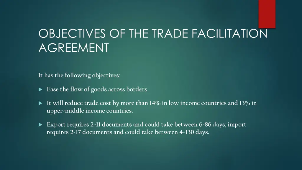 objectives of the trade facilitation agreement