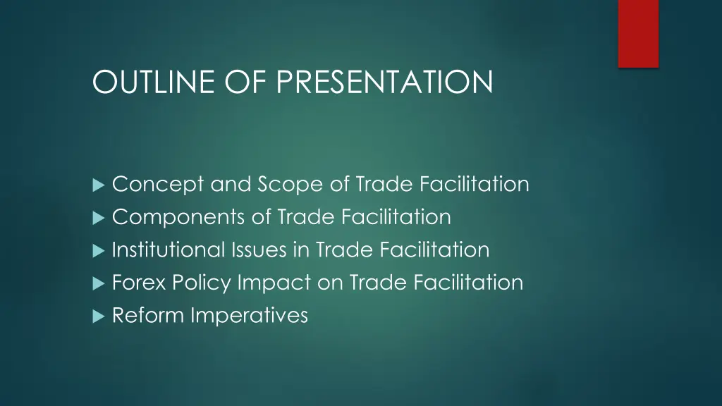 outline of presentation