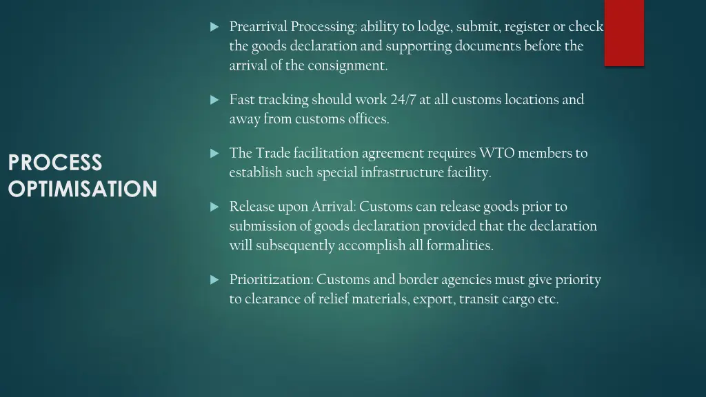 prearrival processing ability to lodge submit