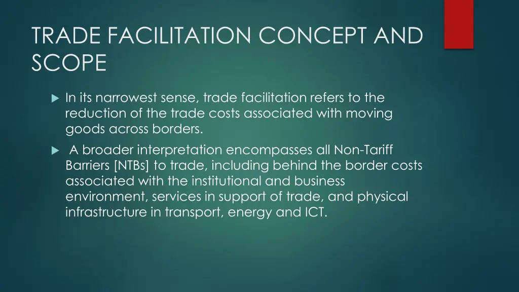 trade facilitation concept and scope