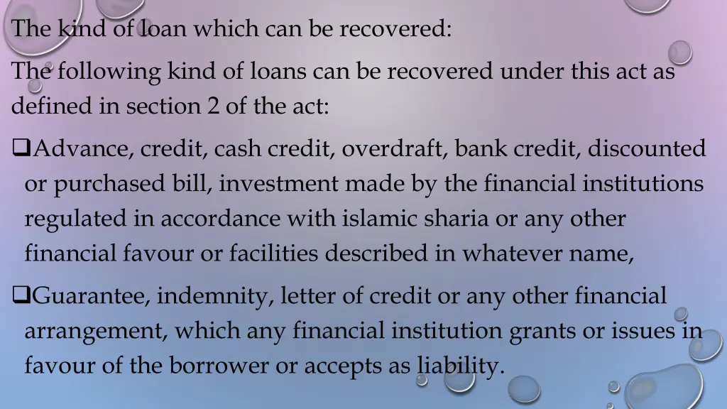 the kind of loan which can be recovered