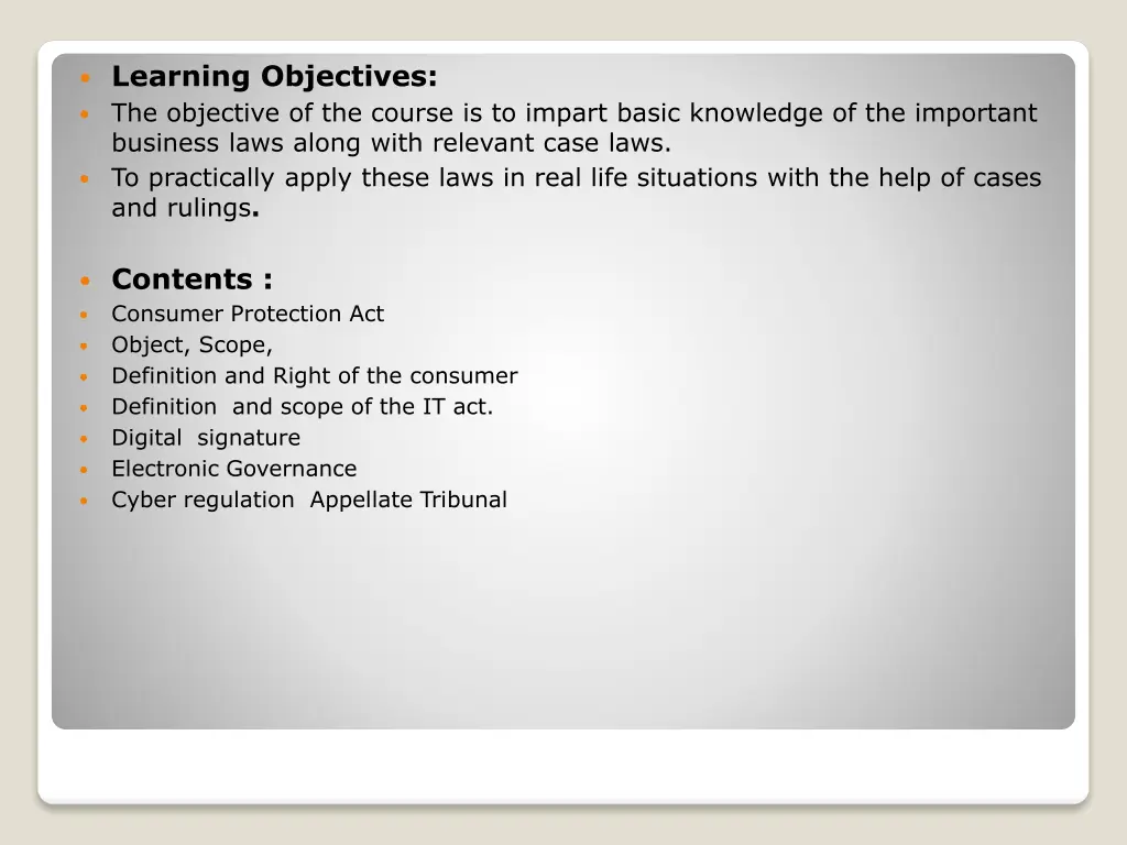 learning objectives the objective of the course