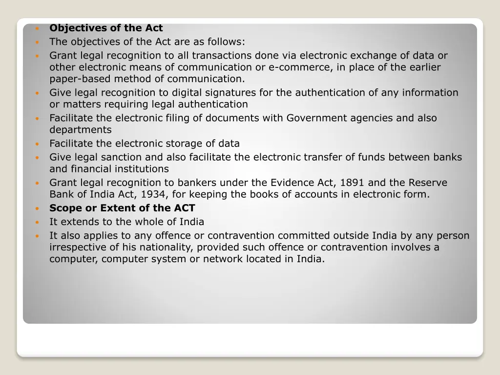 objectives of the act the objectives