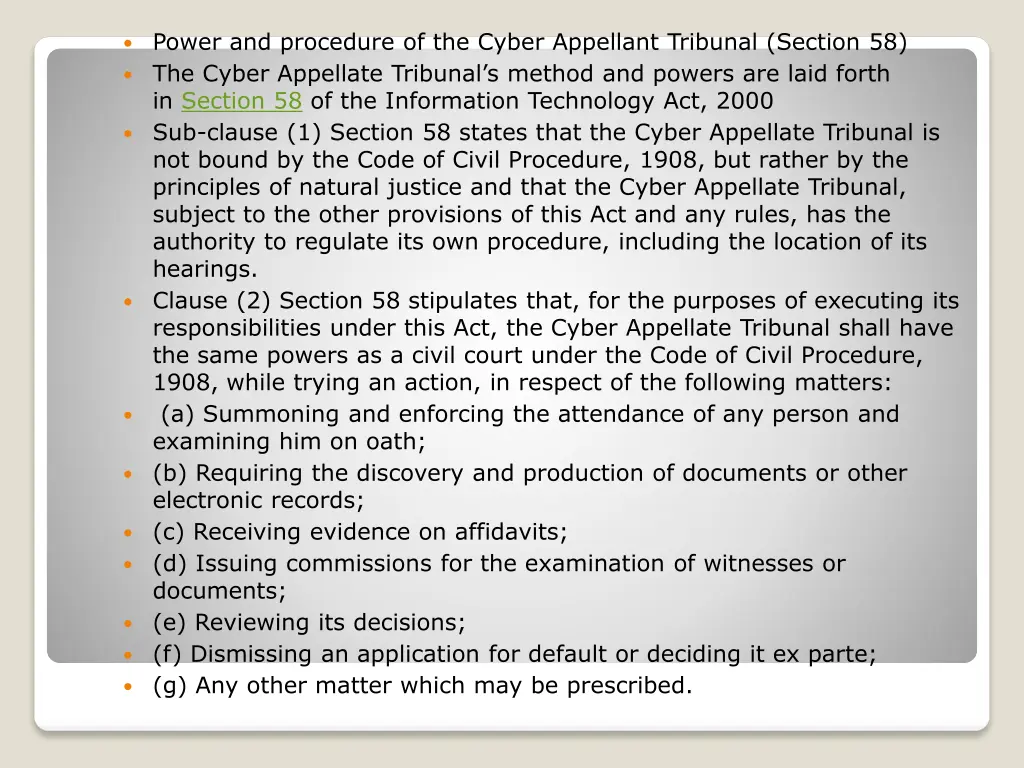 power and procedure of the cyber appellant