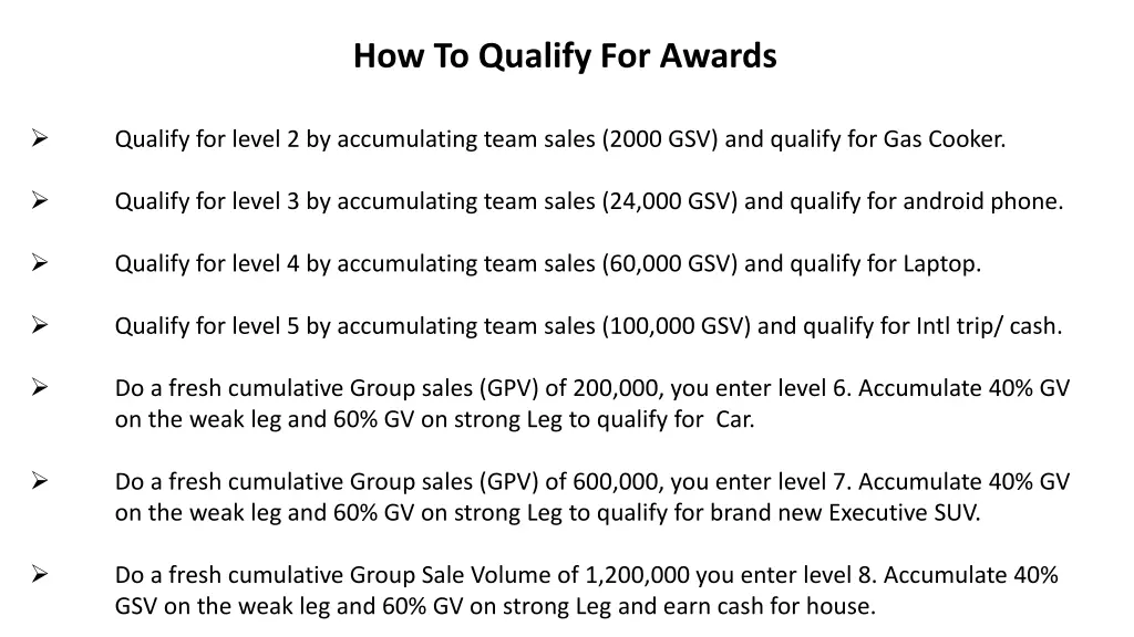 how to qualify for awards