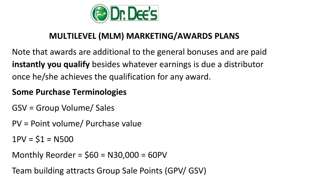 multilevel mlm marketing awards plans