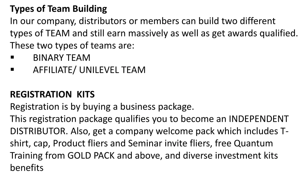 types of team building in our company