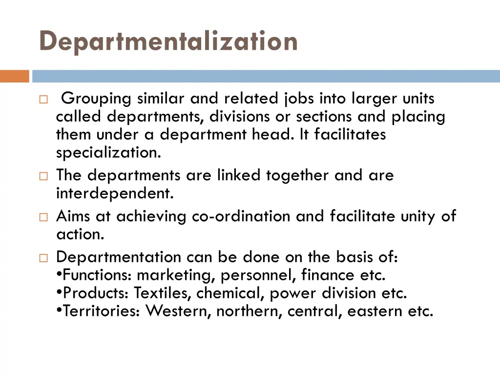 departmentalization