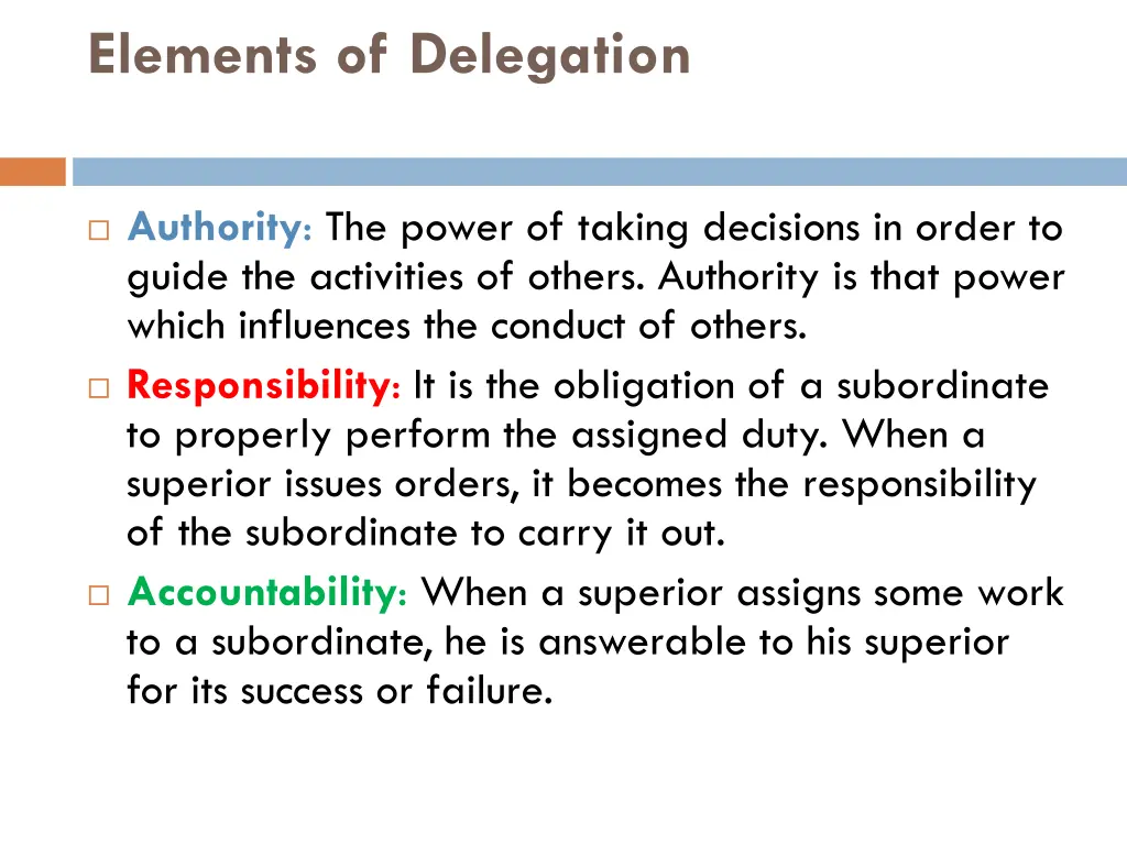 elements of delegation