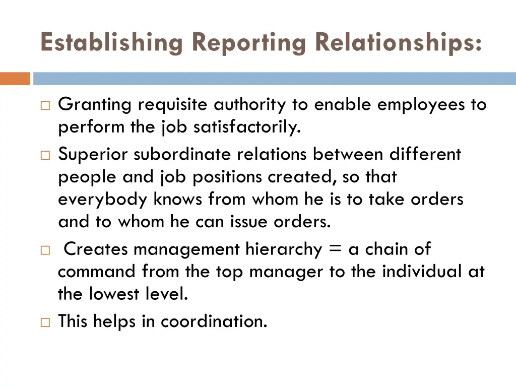 establishing reporting relationships