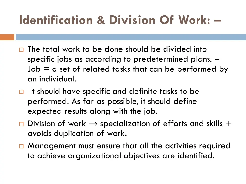 identification division of work