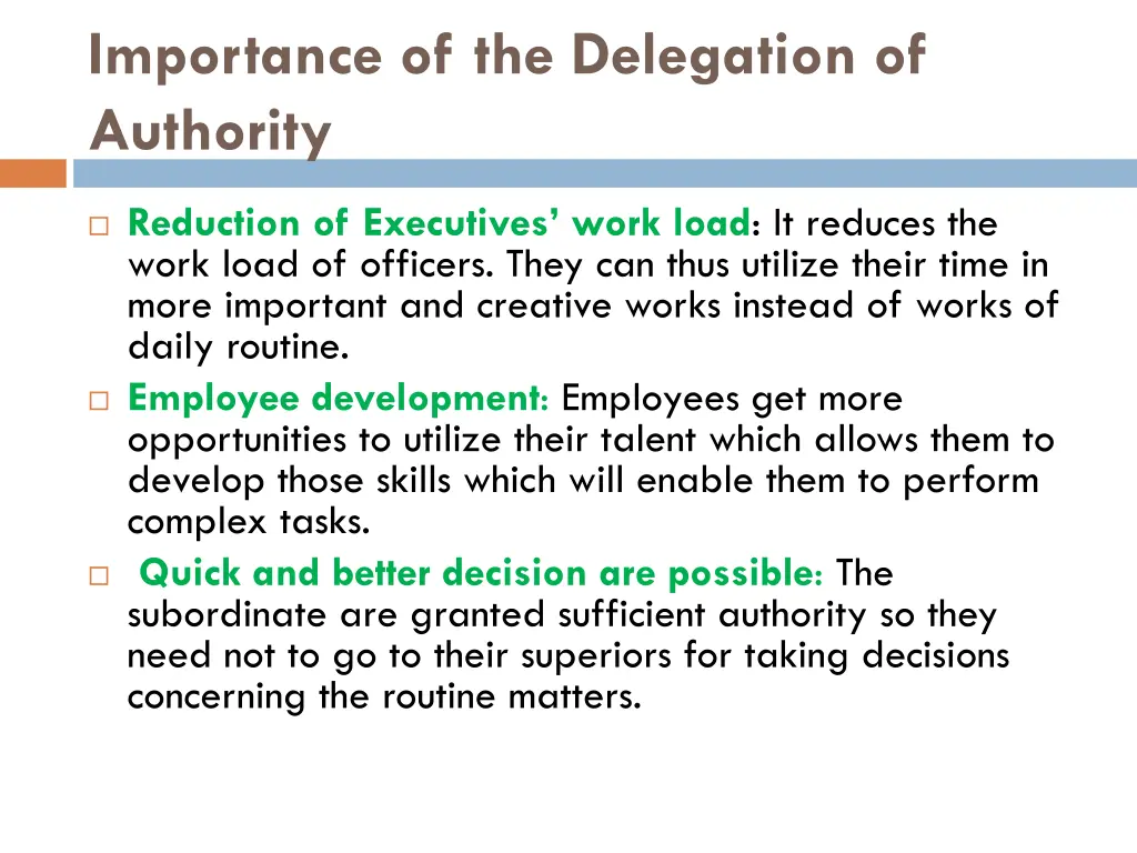 importance of the delegation of authority