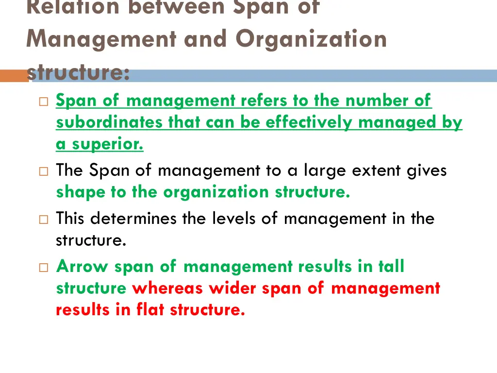 relation between span of management