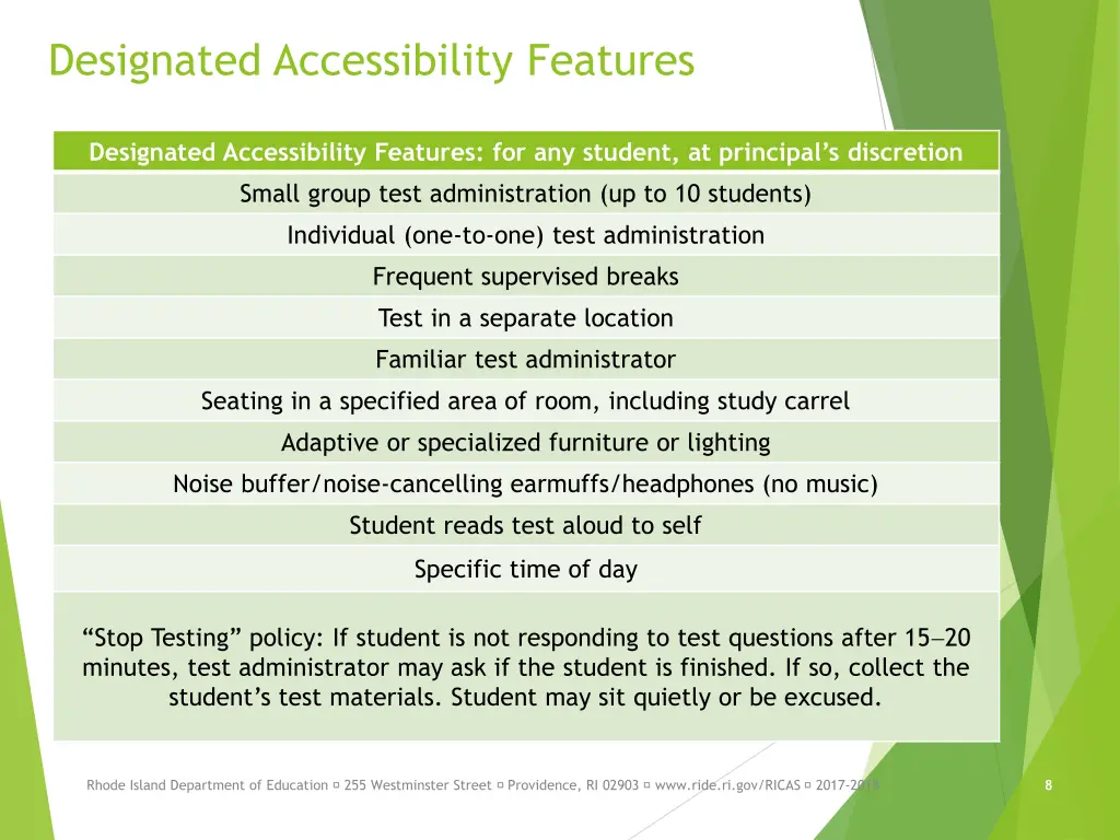 designated accessibility features