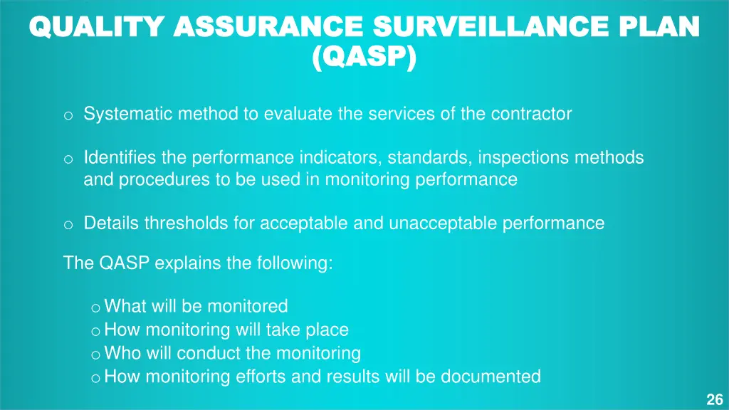 quality assurance surveillance plan quality