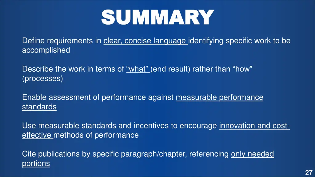 summary summary