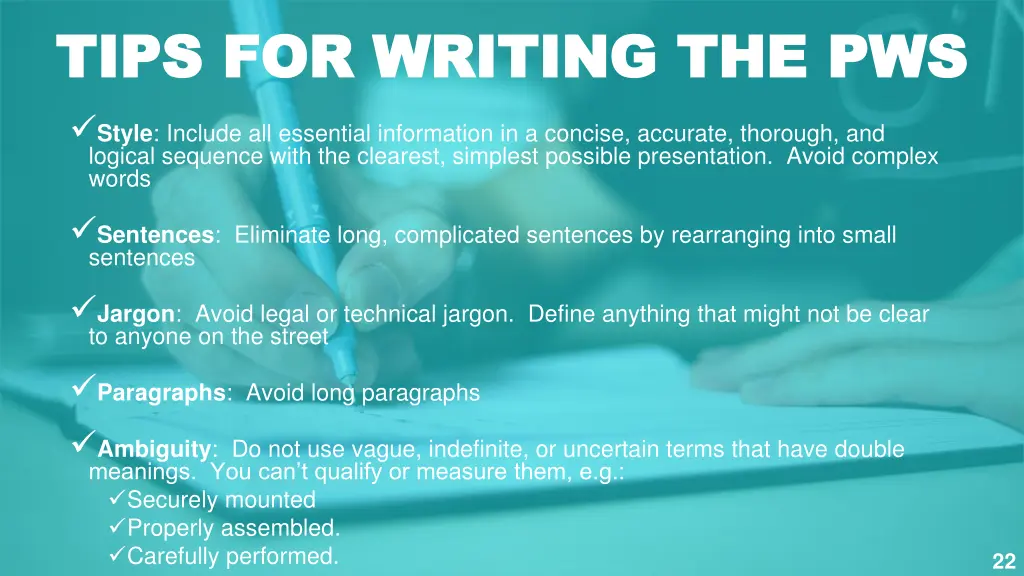 tips for writing the pws tips for writing