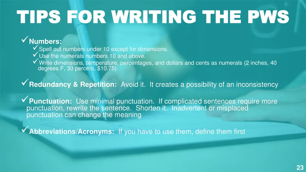 tips for writing the pws tips for writing the pws