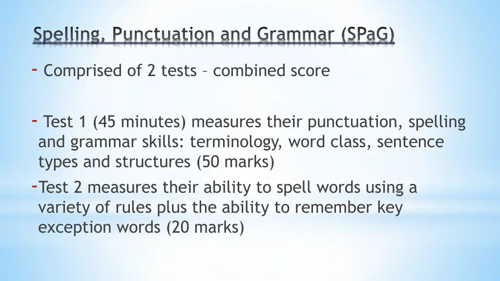 spelling punctuation and grammar spag