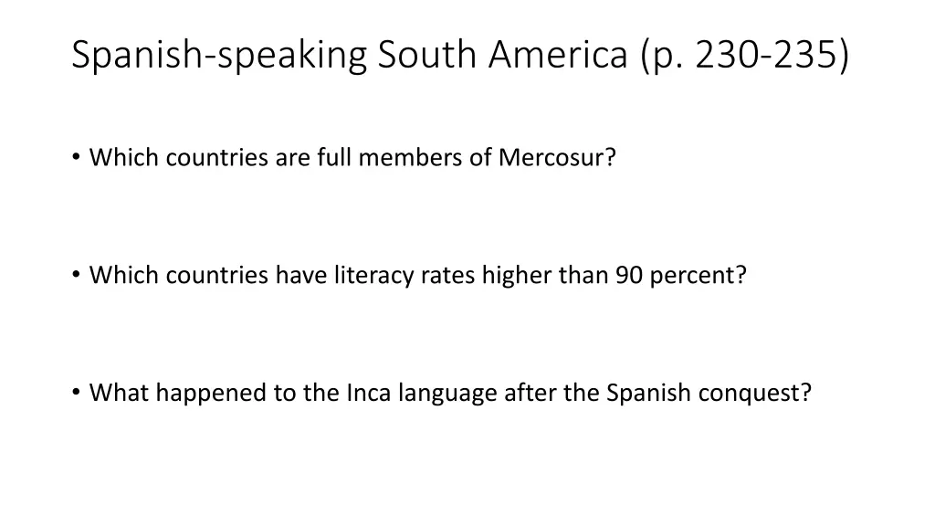 spanish speaking south america p 230 235