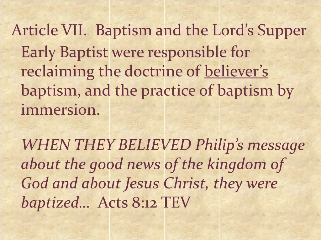 article vii baptism and the lord s supper early