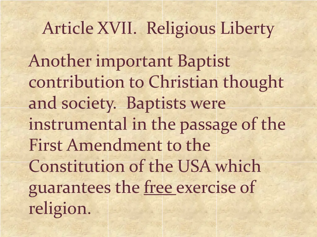 article xvii religious liberty