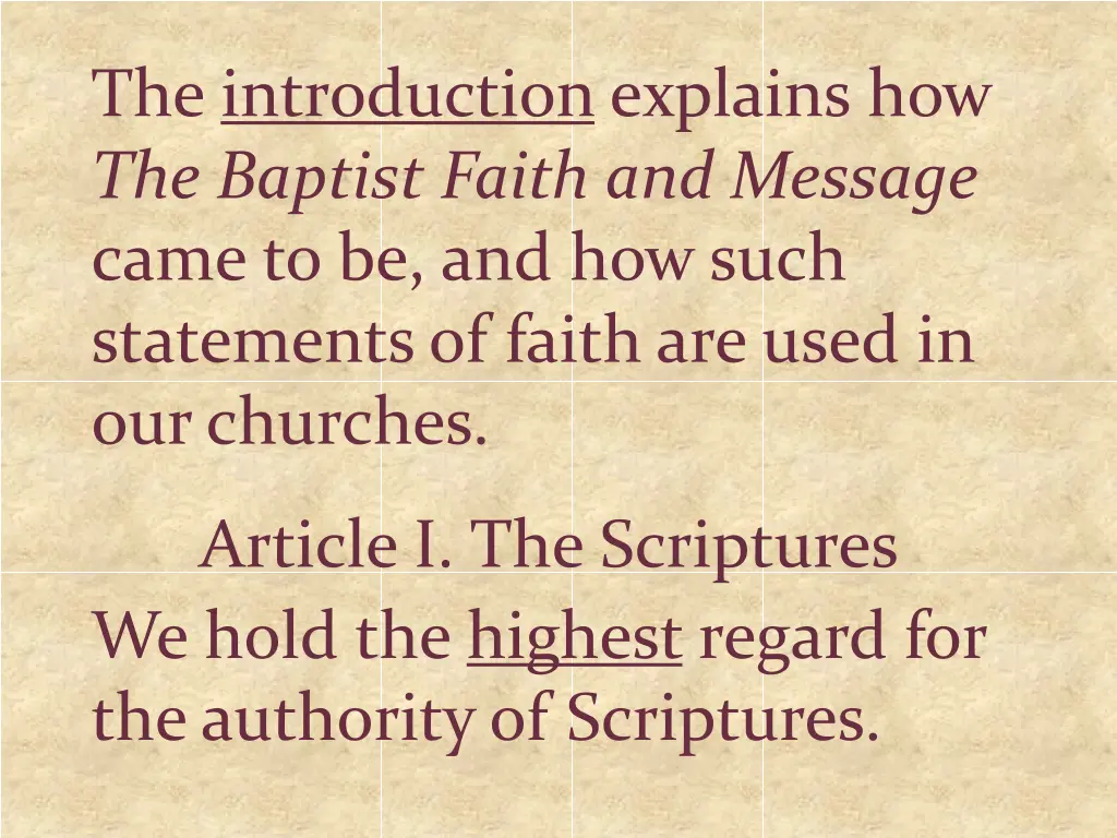 the introduction explains how the baptist faith