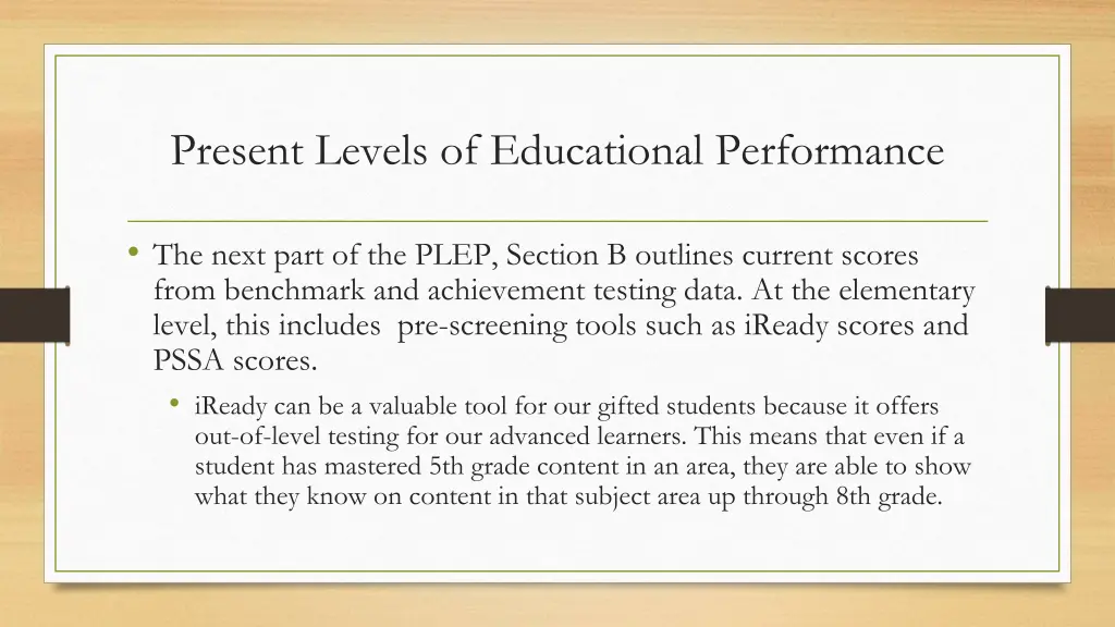 present levels of educational performance 1