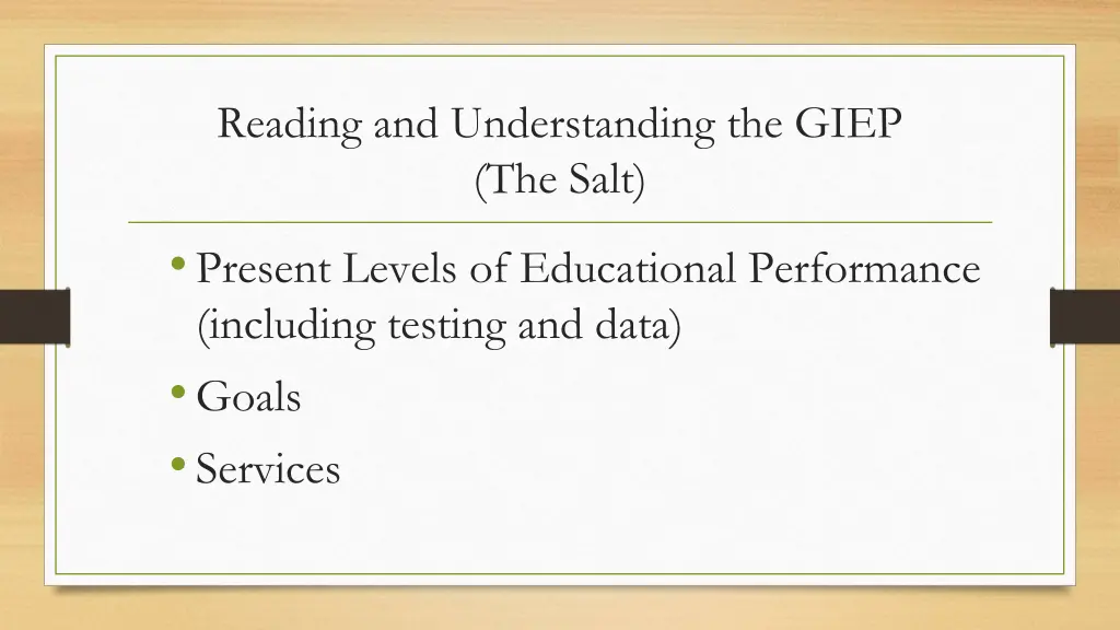 reading and understanding the giep the salt