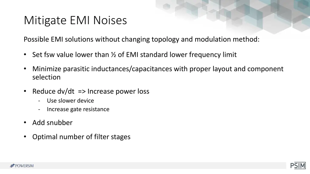 mitigate emi noises