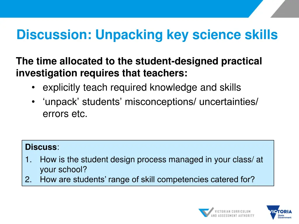 discussion unpacking key science skills