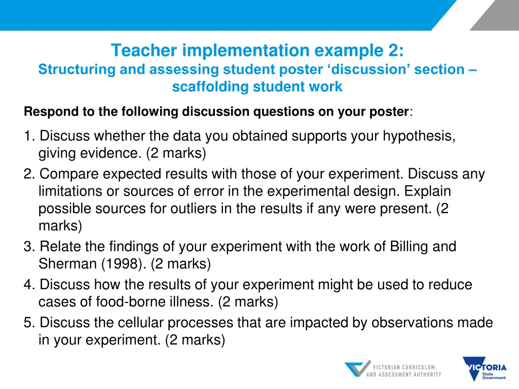 teacher implementation example 2 structuring