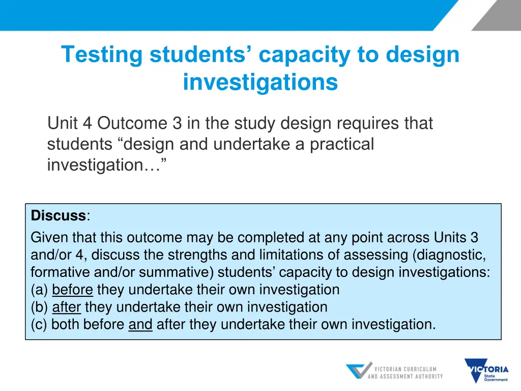 testing students capacity to design investigations