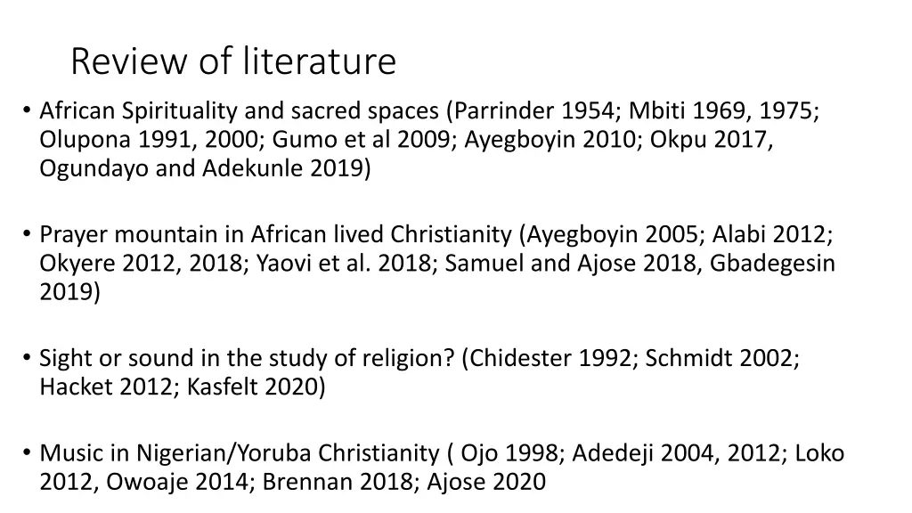 review of literature african spirituality