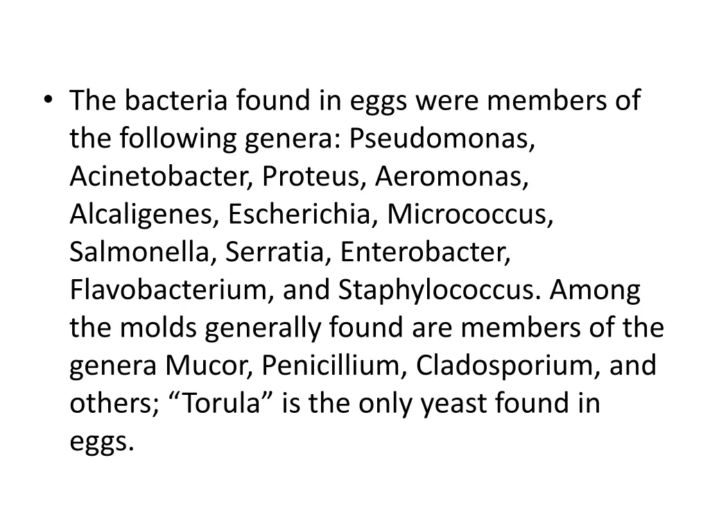 the bacteria found in eggs were members