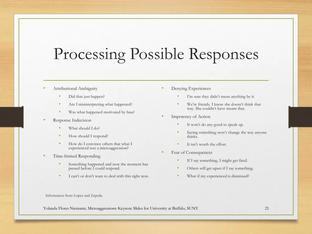 processing possible responses